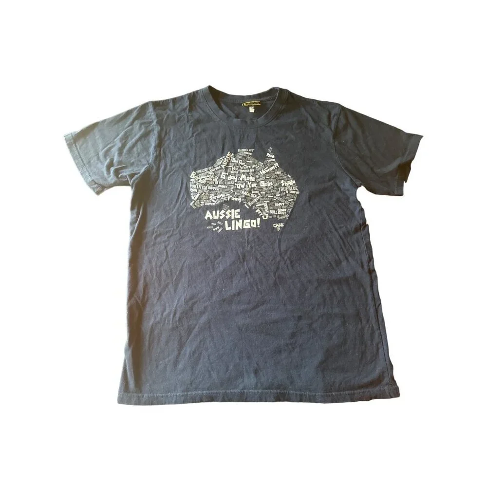 Hoxley‎ Australia Blue Assie Lingo Blue Novelty T Shirt Size Large